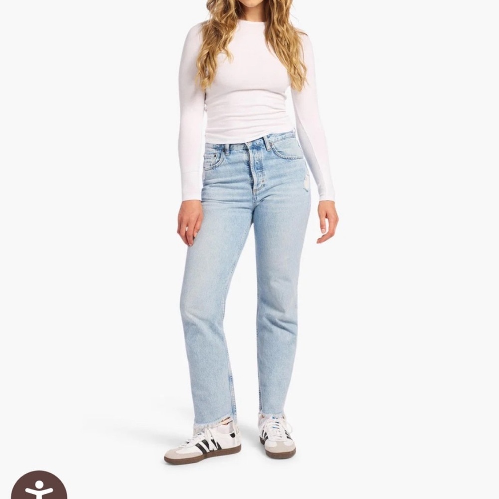 Nuuds Women's Straight Leg Jeans in Light Blue size 29 curve